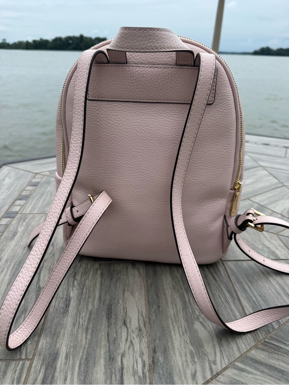 Michael Kors Erin Pink Pebbled Leather Studded Backpack - Picture 3 of 6